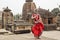 Beautiful Odissi dancer in the posture of Indian dance. Indian classical dance