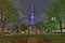 beautiful Odori Park with TV Tower at night