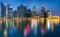 Beautiful Office building twilight with water reflection Singapore