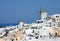 Beautiful Oia in Santorini, windmills