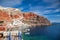 beautiful Oia town and caldera from old port Amoudi, Santorini island in Aegean sea, Greece