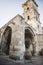 Beautiful old ancient tower with arch and plants of St.Lazarus church in Larnaca