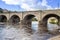 A beautiful old bridge going over the River Wharfe in the British town of Wetherby in Leeds, West Yorkshire in the UK, showing the