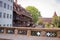 Beautiful old houses and bridges over the canals in Nuremberg, Bavaria, Germany