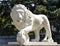 Beautiful old marble statue of lion near Vorontsov Palace in cultural heart of Odessa