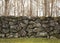 Beautiful old stone wall in front of autumn/winter forest