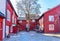 Beautiful old timber houses in Wadkoping historical quarter of Orebro, Sweden