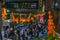 Beautiful Old Town Jiufen with crowd of tourists sightseeing at nighttime in New Taipei City, Taiwan