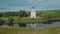 Beautiful old white stone Orthodox church.