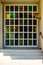 Beautiful old windows with colorful glasses, leaded-pane