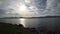 Beautiful open fjord view with mighty mountain peaks in the far background