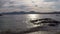 Beautiful open fjord view with mighty mountain peaks in the far background