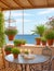 Beautiful open veranda with flowerpots plant