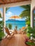 Beautiful open veranda summer patio outdoors mediterranean decoration palm balcony