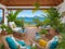 Beautiful open veranda summer patio tourism mediterranean decoration palm balcony