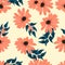Beautiful orange daisy flower seamless pattern