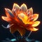 Beautiful orange lotus on a black background. 3d rendering Generative AI