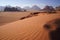 Beautiful orange sands dune of Wadi Rum desert the unique landscape