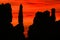 Beautiful orange sunrise over silhouettes of the Hoodoo rock formations.