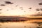 Beautiful orange sunset on one day cloudy in the famous lake of the albufera of Valencia, Spain