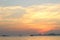 Beautiful orange sunset, ships, ocean, Pattaya, Thailand, barges