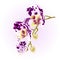Beautiful Orchid spotted white and purple stem with flowers and buds closeup vintage vector editable illustration