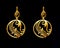 Beautiful Oriental gold Turkish jewelry women`s earrings black background