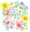 Beautiful original floral watercolor flower painting with bright colorful flowers