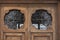 Beautiful ornate decoration of wooden door