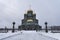 Beautiful Orthodox church in winter. main temple of the Russian Armed Forces in Patriot Park