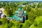 Beautiful Orthodox wooden church of the Assumption of the Blessed Virgin Mary in the city of Cherepovets in the Vologda region