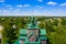 Beautiful Orthodox wooden church of the Assumption of the Blessed Virgin Mary in the city of Cherepovets in the Vologda region