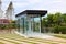 Beautiful outdoor glass room designed with a lift for the disabled.