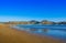 Beautiful outdoor view of empty blue water beach in San Juan del sur in south Nicaragua