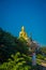 Beautiful outdoor view of golden budha located at golden triangle Laos