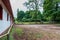 A beautiful paddock for horses with a stud farm in Florianka. Polish horse breeding. Zwierzyniec, Poland