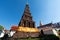 Beautiful pagoda Made of brick with thai Lamp in Thailand temple