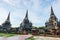 Beautiful pagodas of Wat Phra Si Sanphet temple in ayutthaya