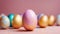Beautiful painted easter eggs with copy space