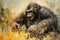 Beautiful painting of angry gorilla. Wildlife Animals. Illustration, Generative AI