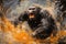 Beautiful painting of angry gorilla. Wildlife Animals. Illustration, Generative AI