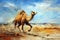 Beautiful painting of camel in the middle of the desert. Wildlife Animals. Illustration, Generative AI