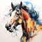 Beautiful painting of a horse head on clean background. Mammals, Wildlife Animals.