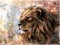Beautiful painting of a lion head with a
