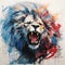 Beautiful painting of a lion head on clean background. Mammals, Wildlife Animals.