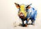 Beautiful painting of a pig on clean background. Mammals. Farm animals.