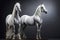 Beautiful pair of white horses, illustration generated by AI