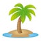 Beautiful  palm on island. Vector illustration. Paradise.