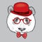 A beautiful panda with a hat, glasses and a tie. Vector illustration. Bear.