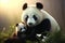 Beautiful Panda Mother Caring for Her Cute Cub in Enchanting Natural Environment